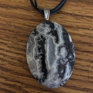 Black and white stone choker necklace.